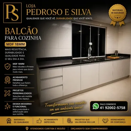 Balcão para cozinha MDF 18mm Branco