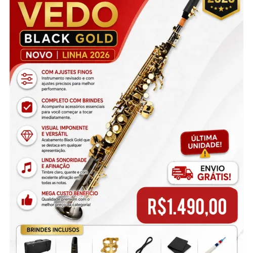 SAX SOPRANO BLACK LAQUER AJUSTADO