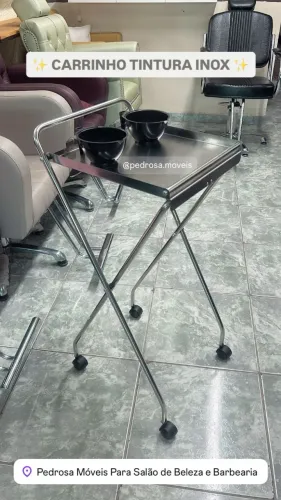 Carrinho de Tintura Inox Auxiliar para Coloração Novo