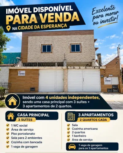 Imóvel para venda possui 180 metros quadrados com 6 quartos em Cidade da Esperança - Natal