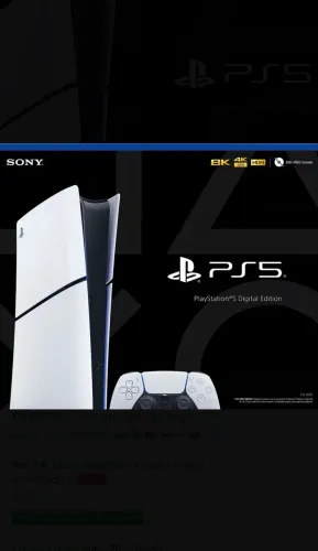 Sony PlayStation 5 Digital Edition 825GB Branco E Preto