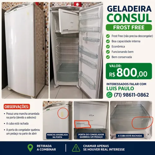 Geladeira Consul Frost Free toda conservada