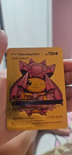 Pikachu Mega Diancie Cosplay Folha de Ouro *Fan Art* Pokémon Card 700HP Colecionável