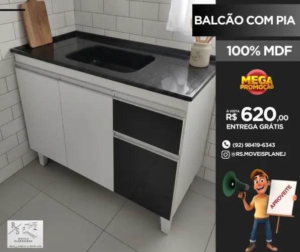 Balcão com pia inox 