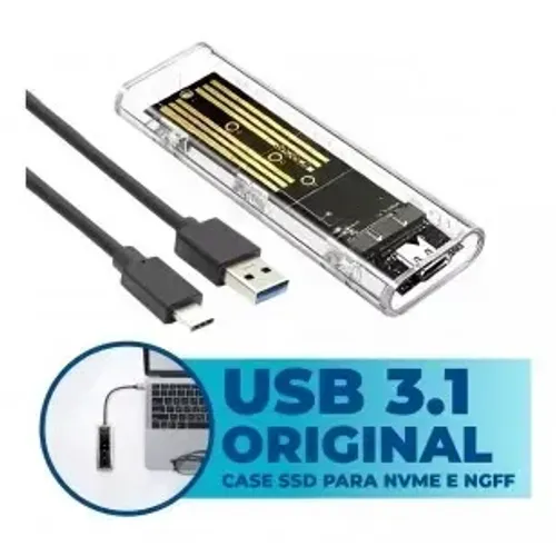 Case M2 Sata e M2 Nvme para USB 3.0 Funciona com todos os tipos