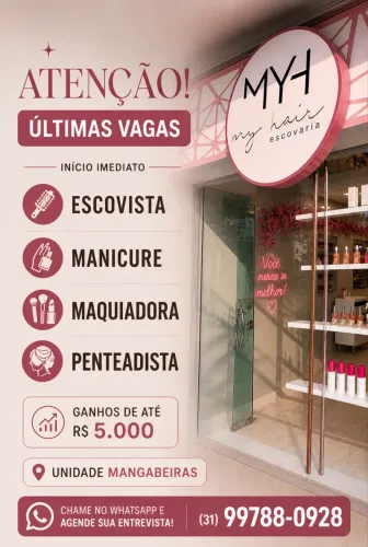 Escovista, maquiadora, manicure, penteadista