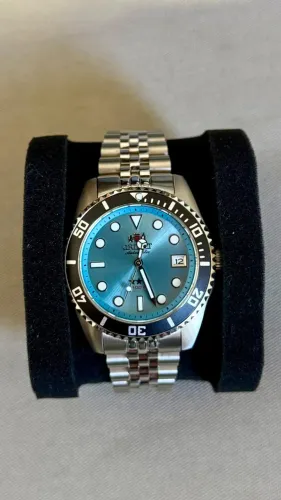 Orient Submariner 39mm Sky Blue Safira Completo Na Garantia