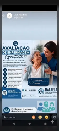 Ofereço-me serviço de enfermagem domiciliar.