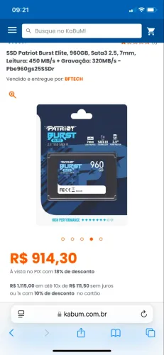 Memória SSD 960gb