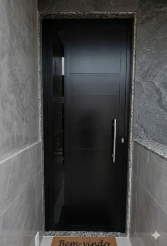 Porta Preta de alumínio Lambril