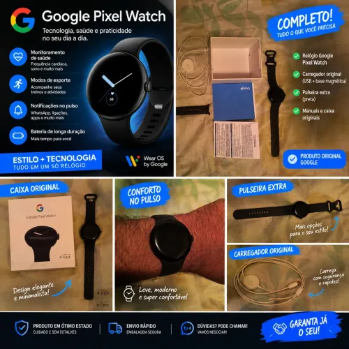 Smartwatch Google Pixel com Bluetooth e GPS e NFC