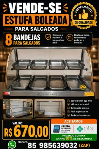 Estufa de salgados seminovo.