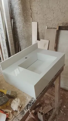 Pia 60x40cm escupida em porcelanato.