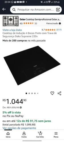 Cooktop de Indução 4 Bocas Preto com Trava de Segurança Dako Supreme 220v