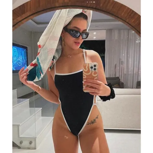Body maiô mel maia preto e branco tam p