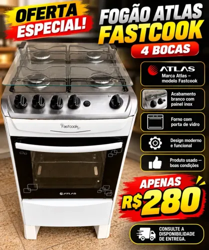 Fogão Atlas 4 bocas Fastcook