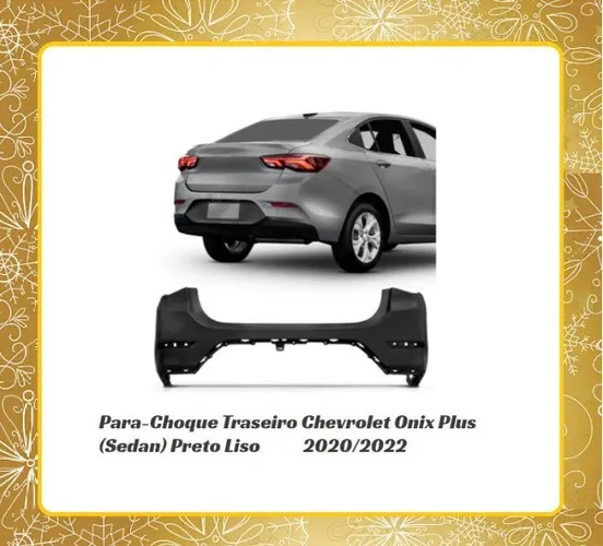 Para-Choque Traseiro Chevrolet Onix Plus (Sedan) Preto Liso Ano:2020/2021/2022