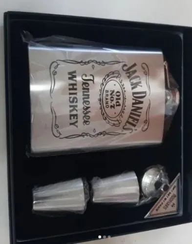 Kit Cantil Jack Daniels Prateado Escrita Preto
