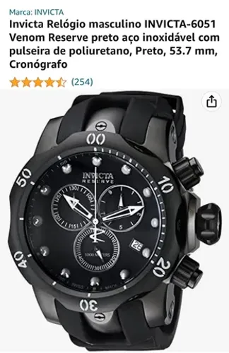 RELÓGIO INVICTA-6051 VENON RESERVE PRETO 54MM 