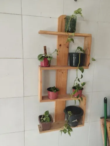 Prateleira de madeira para plantas