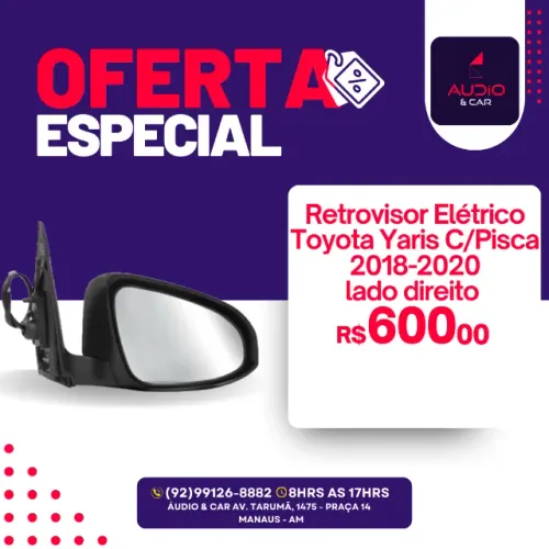 Retrovisor Toyota Yaris 2018-2020 Elétrico C/Pisca Lado Direito