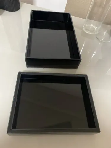 Conjunto de Bandejas de vidro retangulares Pretas 