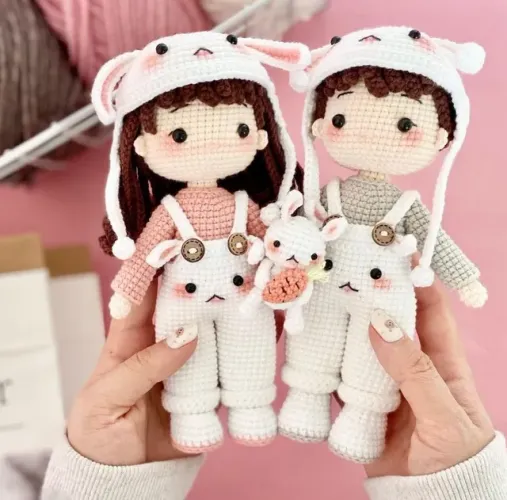 Bonecos Coelhinhos Amigurumi 