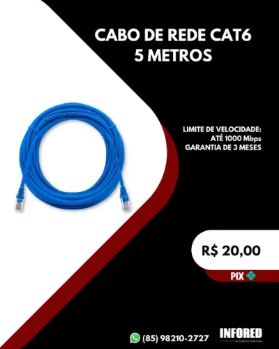 Cabo de Rede CAT6 5 Metros