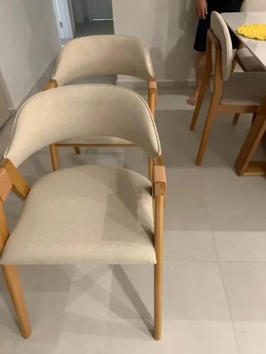 Cadeira com Braço Linho Bege NOVO