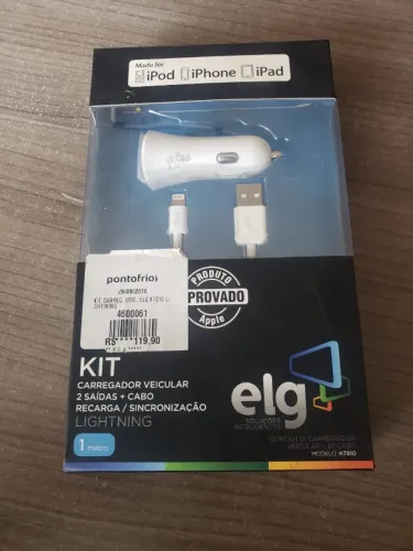 CARREGADOR VEICULAR 2 SAÍDAS 2.4a+ cabo Para Iphone Kt 3010C1 20,00