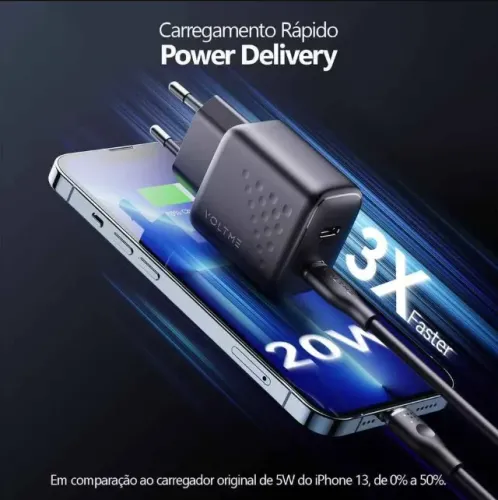 Carregador/Fonte Voltme USB-C para USB-C PD 20w Original - (NOVO)
