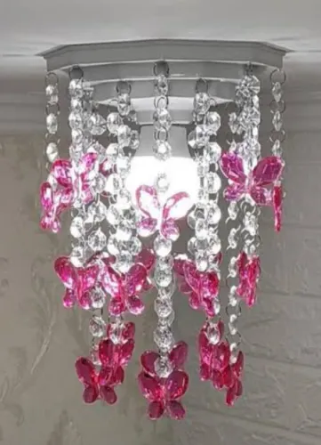 Lustre de cristal com borboletas tama15x40