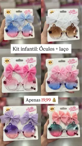 Kit Infantil: Óculos de Sol + Laços