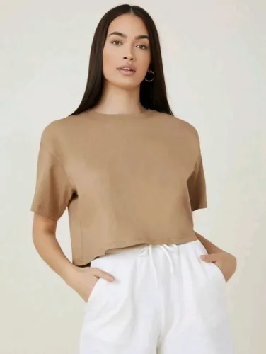 Camiseta Cropped Bege
