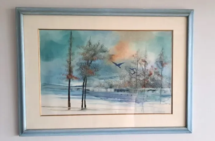 Quadro decorativo com vidro de proteção do artista Igon de 1985 com 58cm x 42 cm