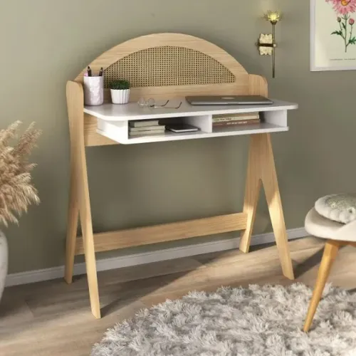 Design Funcional e Elegante Escrivaninha Cecília Orgânica com Nicho e Acabamento 100% MDF