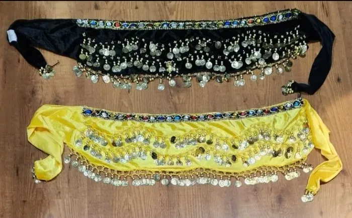 Kit 2 Lenços para Dança do Ventre - Preto e Amarelo
