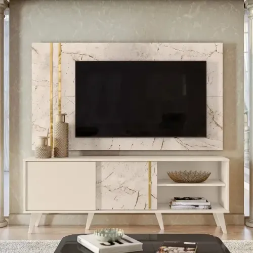 Rack com Painel Cronos Calacata/Off White (frete gratuito)