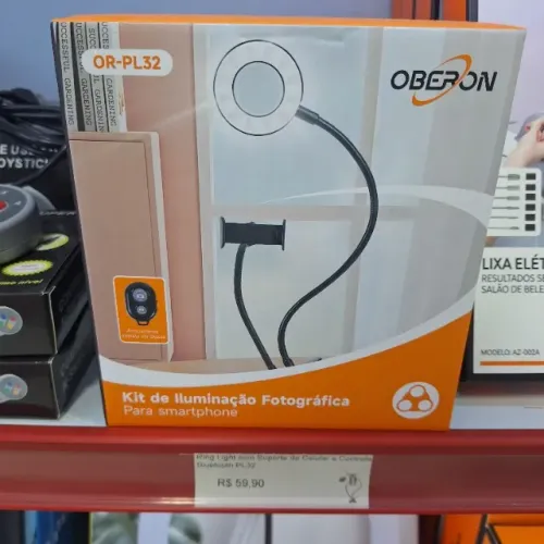 Ring Light 2 em 1 com Suporte de Celular Maleável