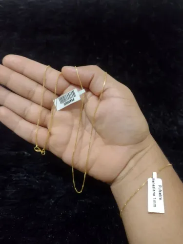 Kit Corrente Veneziana 1mm + Pulseira veneziana 1mm banhado a ouro puro 18k 