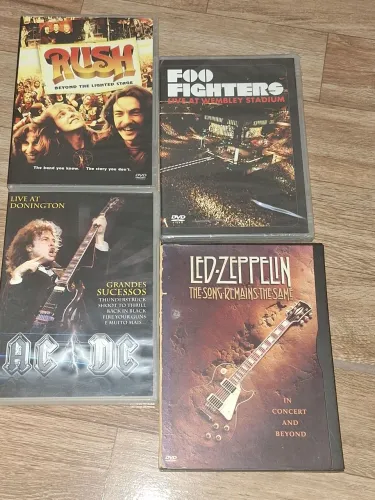 Lote de DVDs de shows de Rock - Rush, Foo Fighters, AC/DC, Led Zeppelin