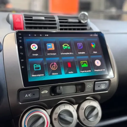 Multimídia Android Tela 9"HD Honda Fit 2005 ate 2008