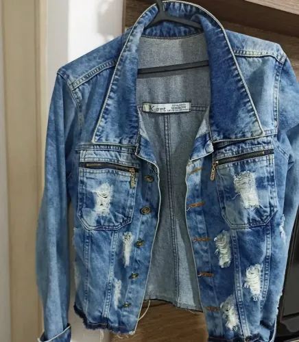 Jaqueta Jeans Destroyed Feminina