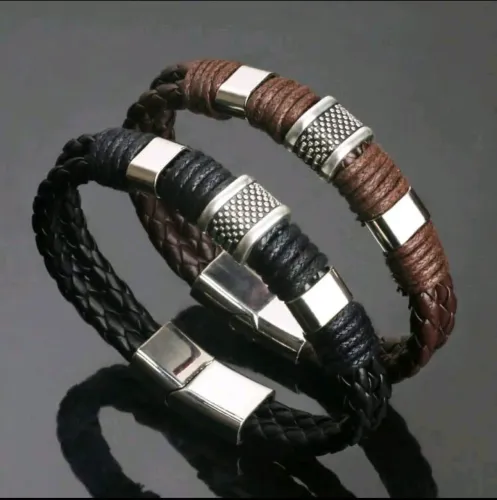 Pulseiras de Couro Trançado Masculinas