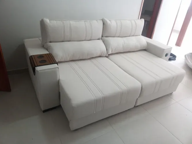Sofá retrátil Branco de 3 Lugares