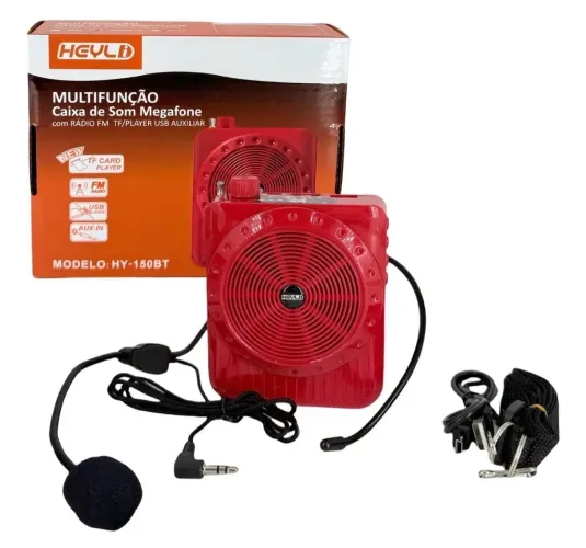 Caixa de som megafone, rádio e player de música 