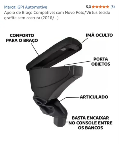 Apoio de Braço Compatível com Novo Polo/Virtus.