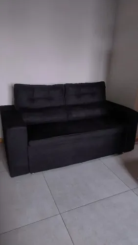 Sofá 3 lugares Cama InBox Clean com Assento Retrátil Encosto Reclinável em Tecido Suede 