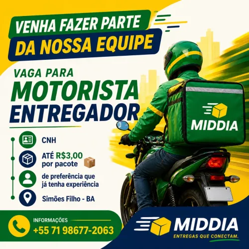 Vaga emprego motorista entregador