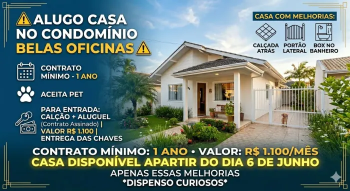 Alugo casa condomínio belas oficinas